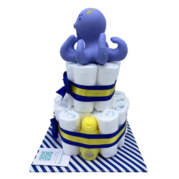 Pampertaart luiertaart gekke octopus blauw rechts